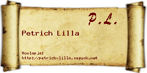 Petrich Lilla névjegykártya